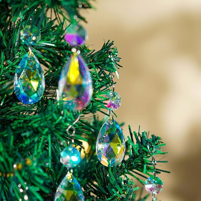 20Pcs Chandelier Crystals,38mm Colorful Teardrop Crystal Chandelier Pendants Parts Beads,Hanging Crystals for Chandeliers