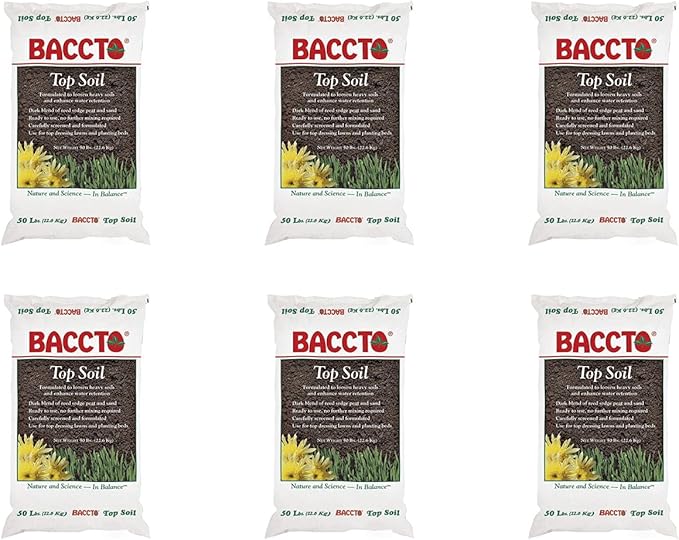 1550P Baccto Top Soil for Lawns, Gardens, and Raised Planting Beds with Reed Sedge, Peat, and Sand, 50 Pounds (6 Pack)