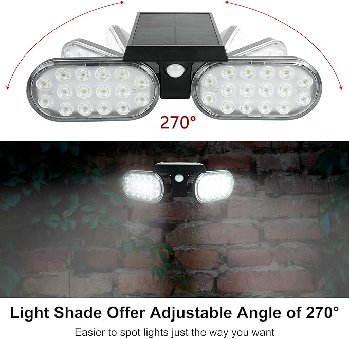 Luwint 2 Packs Outdoor Solar Lights Landscape Wall Spotlights Adjustable Angle Auto Motion Lights Waterproof with Motion Sensor Security Wall Lights for Garden Yard Driveway Porch