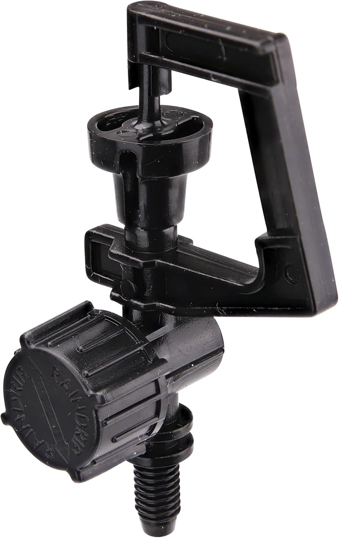 Raindrip A184010B, Adjustable Flow Micro Sprinkler, Full-Circle Pattern, Rotary Spray, with 10-32 Threaded Inlet, Drip Irrigation Emitters for Drip Irrigation Gardening Systems, 10-Pack, Black