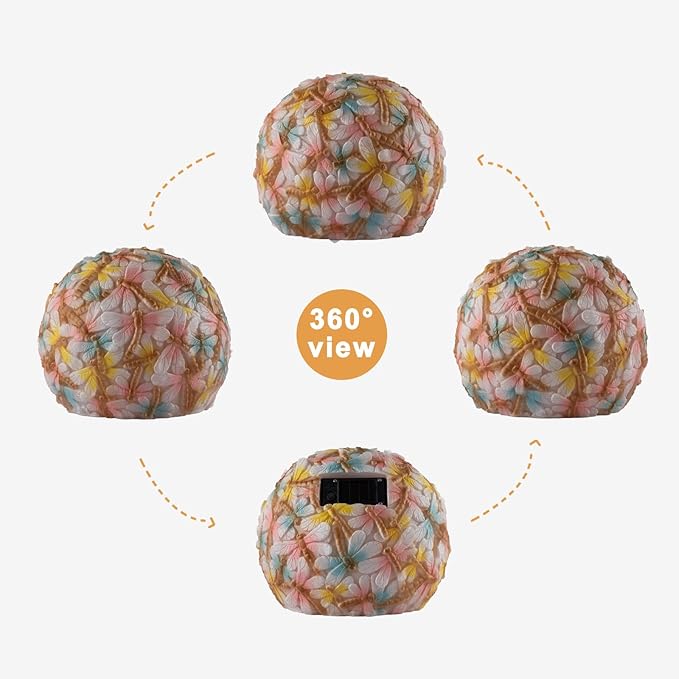 Garden Solar Dragonfly Globe Lights - Waterproof Multicolor Ball Lights for Yard, Pathway, Patio, Lawn Decor