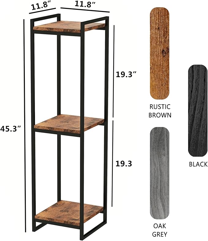 45" Tall Plant Stand Indoor, 3-Tier Modern Plant Shelf Corner Flower Pot Holder Organizer for Living Room Balcony Garden, Rustic Brown