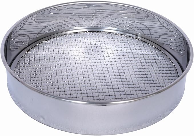 Soil Sifter Stainless Steel Set with 3 Sieve Mesh for Garden