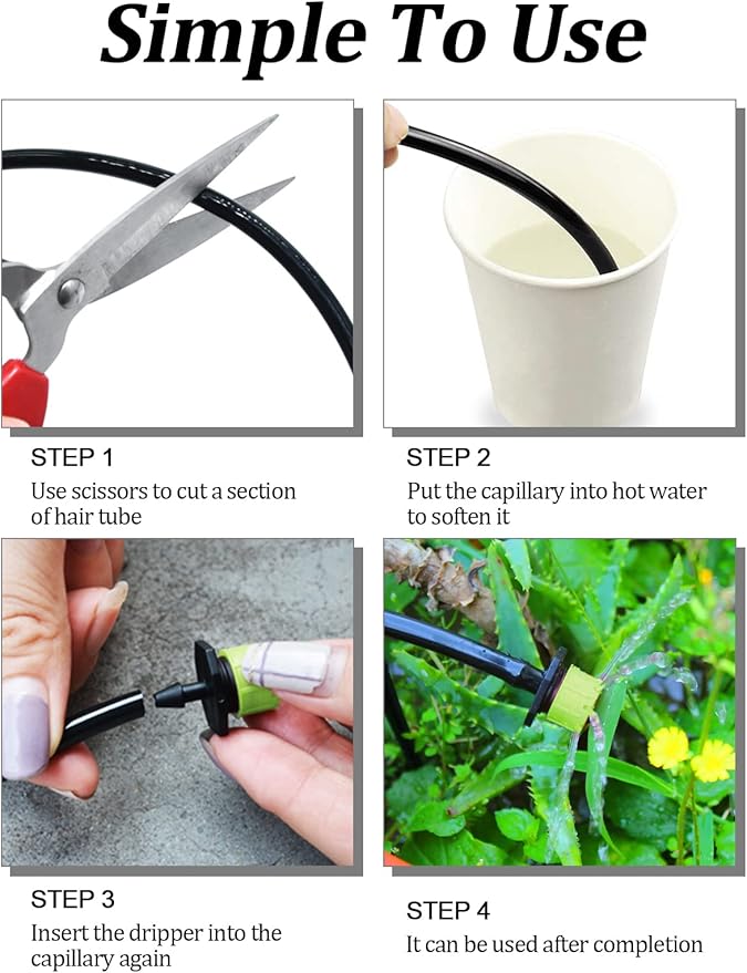 Kalolary 400Pcs Adjustable Irrigation Drippers Parts, 1/4 Inch Automatic Irrigation Anti-Clogging Emitters Micro Ffittings for 4mm/7mm Watering System Drippers Garden Supplies(Green)