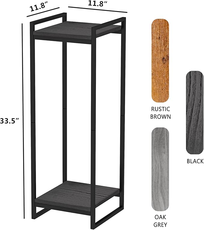 34" Tall Plant Stand Indoor, 2-Tier Modern Plant Shelf Corner Flower Pot Holder Organizer for Living Room Balcony Garden, Black