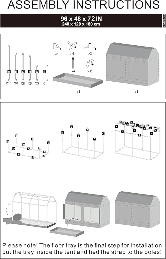 Grow Tent Plant Tent 98"x48"x72" Roof Cube Grow Tent for Hydroponics Indoor Plant Growing