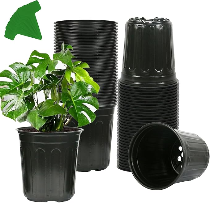 60-Packs 1 Gallon-M Flexible Plastic Plant Nursery Pots, Thickened Soft Seed Starting Container for Seedlings, Vegetables, Succulents and Cuttings