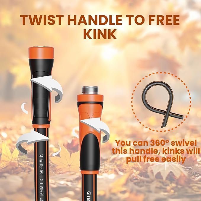 Giraffe Tools Garden Leader Hose 3ft x 5/8", Short Water Hose Heavy Duty, Flexible, Lightweight Hybrid Hose with Swivel Handle, Male to Female Fittings, Burst 600 PSI