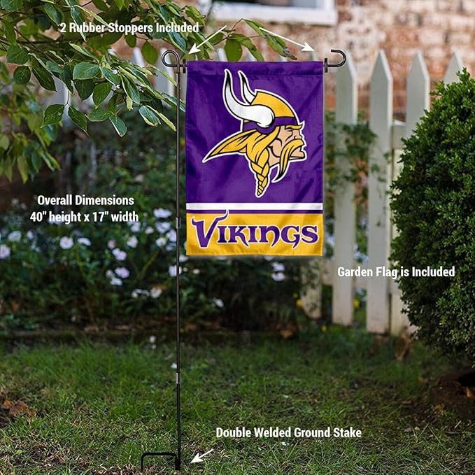 WinCraft Minnesota Vikings Garden Flag with Stand Holder