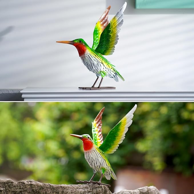 Nacome Metal Hummingbird Statues for Garden Decor: Outdoor Sculptures Clearance Lawn Ornaments for Patio Balcony Front Backyard - Unique Gifts for Grandma Mom