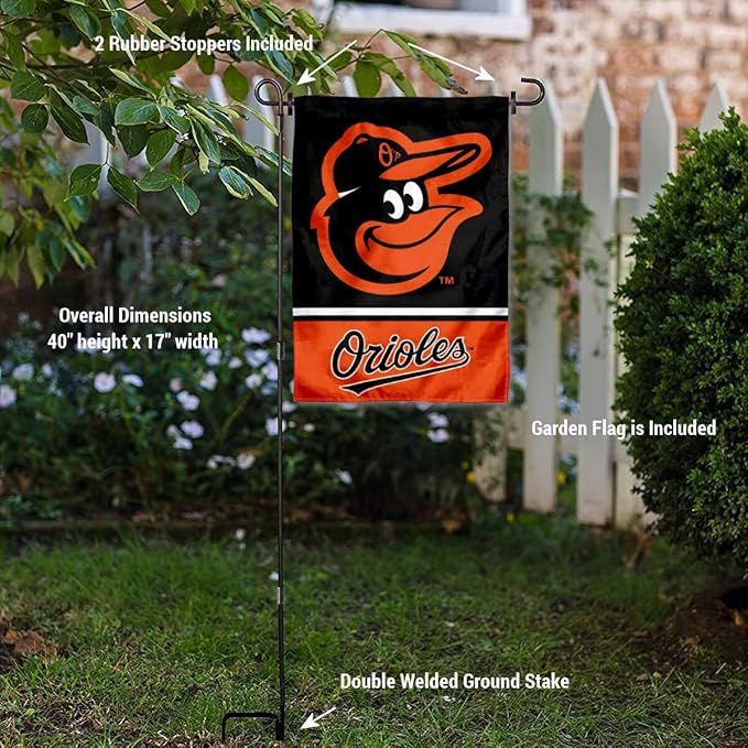 WinCraft Baltimore Orioles Garden Flag with Stand Holder