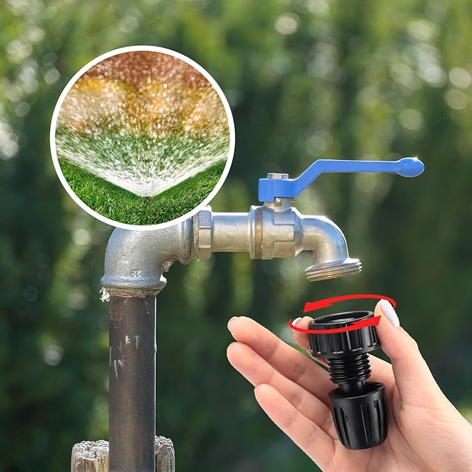 12 Pcs 1/2 Inch Garden Hose Adapter 3/4" to 1/2" Drip Irrigation Tubing Faucet Adapter Drip Irrigation Parts Faucet to Hose Adapter for Garden 3/4 Inch Faucet Connector (Black)