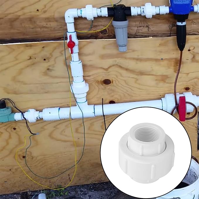 6Pcs 3/4Inch Female Threaded PVC Union Coupling Pipe Fitting (Female x Female) 3/4'' PVC FNPT Female Union Coupling Adapter for Sprinkler Pipe, Irrigation, Plumbing, Schedule 40, EPDM O-Ring