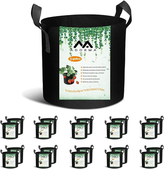 20-Pack 5 Gallon Grow Bags, Heavy Duty Aeration Fabric Pots with Handles,300G Thickened Nonwoven Pots for Plants/Vegetables/Flowers