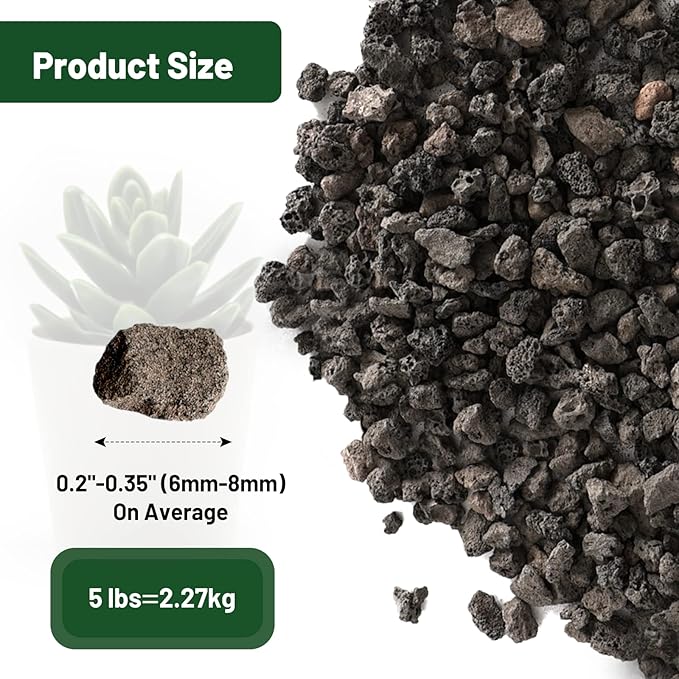 Drainage Rocks for Potted Plants 5LB, Horticultural Lava Rocks for Plants, Succulent Rocks for Pot Indoor, Lava Rock Aquarium Garden Landscaping Volcanic Bonsai Terrarium Fish Tank Decorative Stone