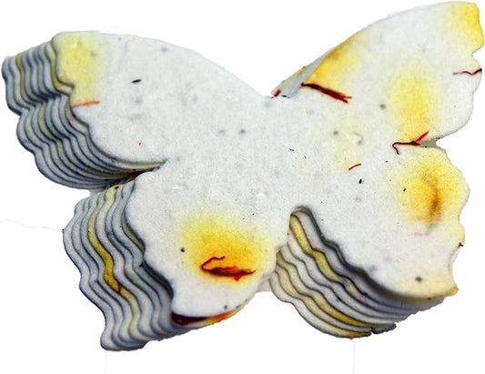 Of The Earth Handmade Paper - Wildflower Seed Paper Butterfly Shape - Large 3" - Set of 24 (07s Safflower)