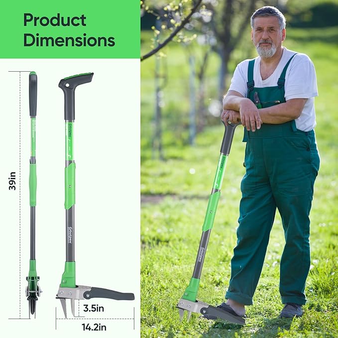 WP5 Apex Weeder, Lightweight Weed Puller Tool for Women, Weeding Remover Tool with 3-Claw Stainless Steel, 39-inch Ergonomic Handle, Easily Remove Weeds Without Bending or Kneeling