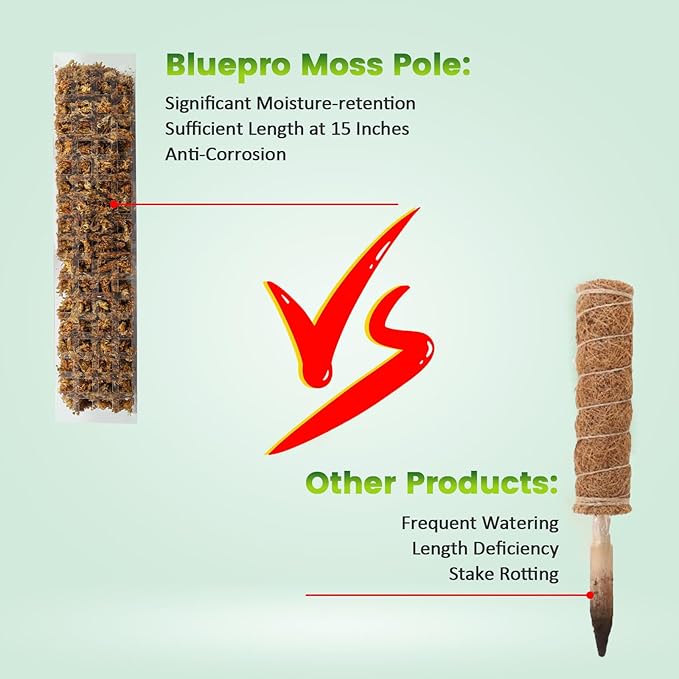 15 Inch 4 Pcs Plastic Moss Pole for Plants Monstera, 4×15'' Plant Poles for Climbing Plants, Plant Support for Indoor Plants Work with Sphagnum Moss