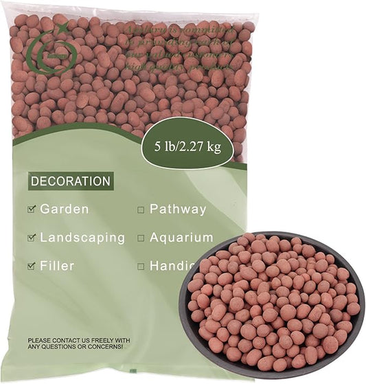 5LB LECA Explanded Clay Pebbles, 14-16mm Lightweight Clay Aggregate for Hydroponic Growing, Premium Grow Media for Orchids, Aquaponics Plants and Horticultural Drainage, Natural