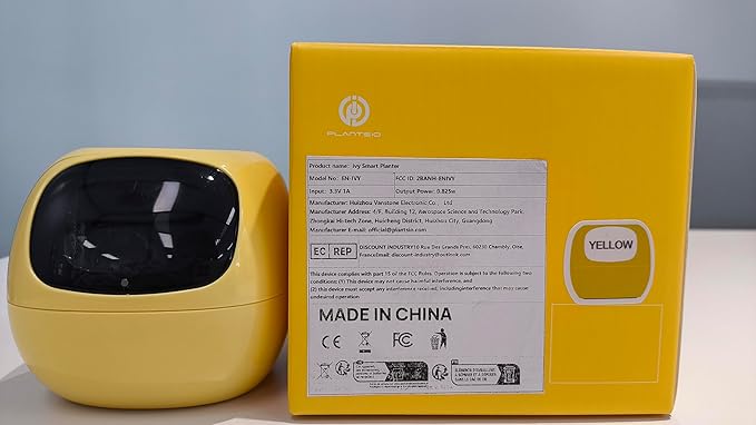 Smart pet Planter Robot Guidance on Plant Care with Emojis, Adorable Plant Companion with Rich Gesture Interaction, Neat Desk Setup Gift (Yellow)