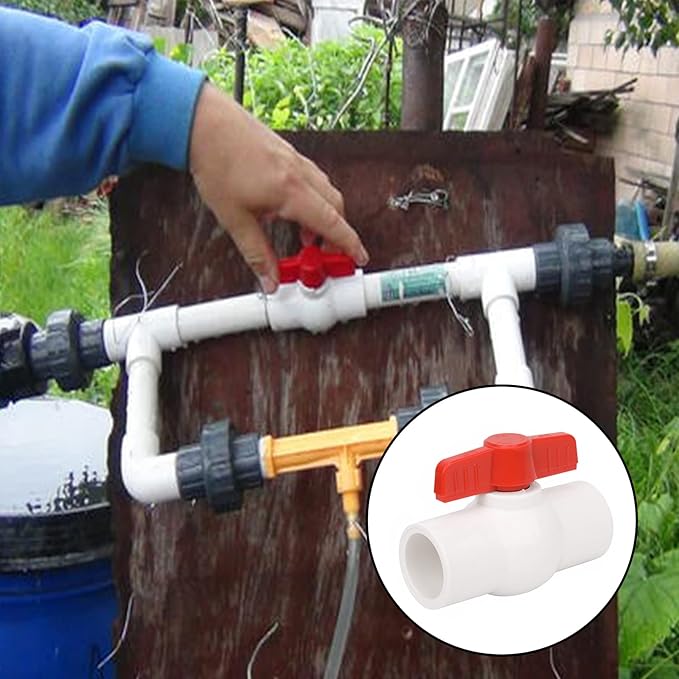 6Pcs 3/4" PVC Ball Valve Water Pipe Shut-off Valve Socket with Red T-Handle for Cold Water Supply lines, Irrigation Pipe fitting System(Socket x Socket), Schedule 40