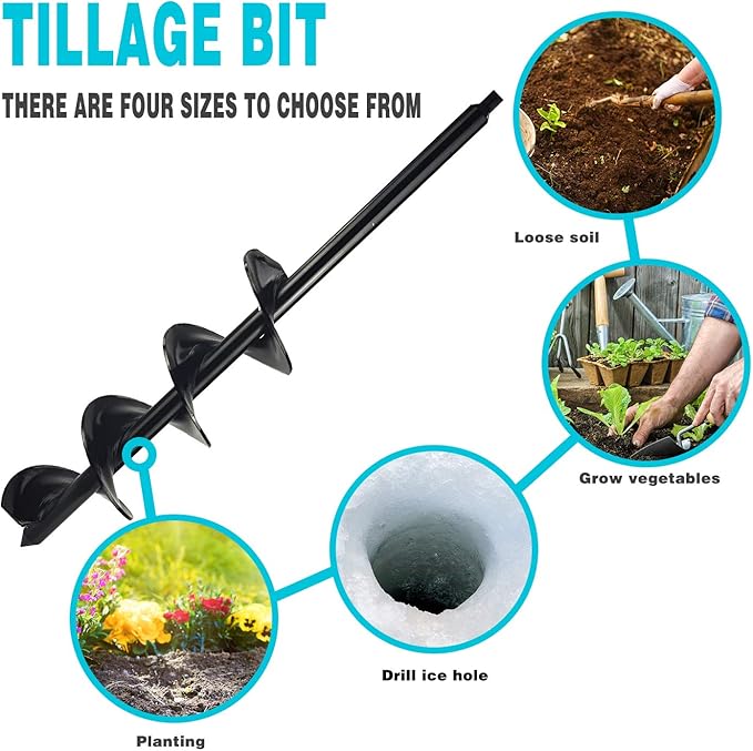 ERYTLLY Bulb Planter, Auger Spiral, Garden Planter Tool 3 x 24 Inch,Rapid Umbrella Hole Digger for Planting Bulb Seedlings Bedding Tulips, and Digging Weeds Roots