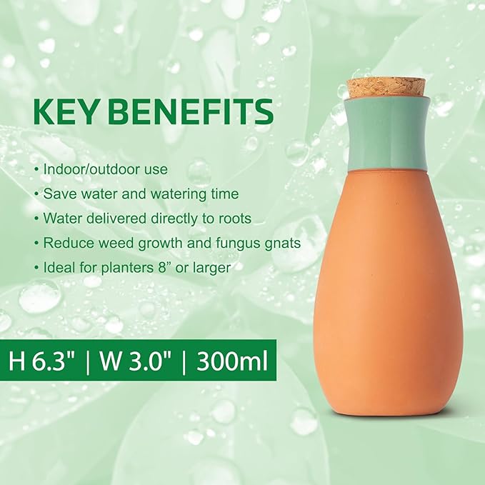 Ollas Plant Watering Globes - Terracotta Self Watering Planter Insert - Watering Bulbs for Outdoor and Indoor Plants with Easy Top Refill System - Set of 4