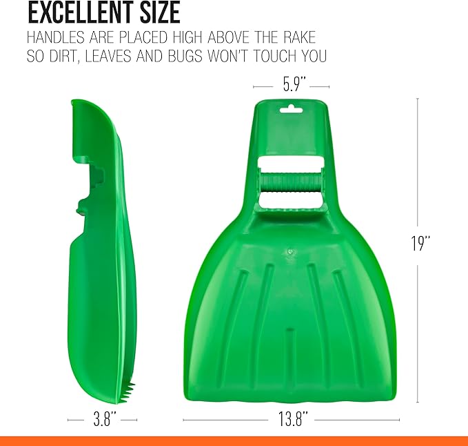 Leaf Collector, Leaf Scoops, Hand Rake for Leaf Picker Upper Gardening Hand Tools, Lawn Cleaning Garden Rake 1 Pair Leaf Scoop, Green Plastic Leaf Grabber, by Superio
