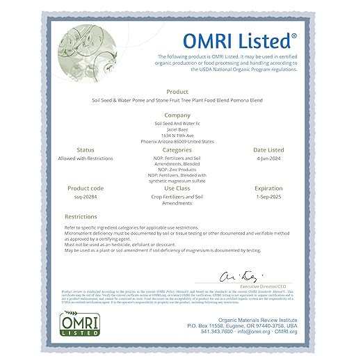 Soil Seed & Water Pomona Blend Concentrated Organic Soil Amendment Fertilizer for Pome & Stone Fruit Trees