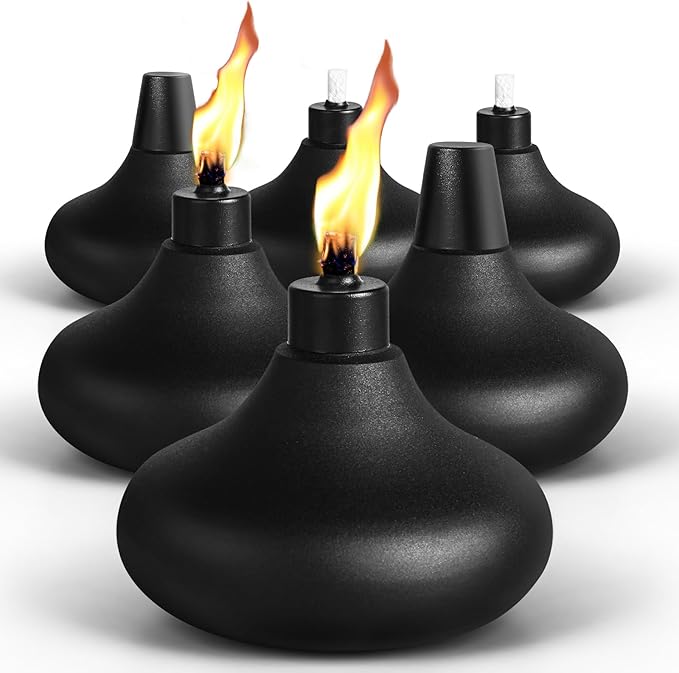 6 Pack Metal Table Top Torches, 24.5oz Citronella Torches for Outside, Refillable Flame Light Torch, Decorative Tabletop Lantern for Yard, Patio, Deck, Garden, Party, Landscape