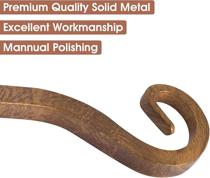 Jardim 2 Pack 10 Inch Premium Decorative Metal Iron Wall Hangers for Home Decor, Indoor Outdoor Plant Bracket Rustic Hanging Gardening Hooks for Planters, Bird Feeders, Lanterns, Wind Chimes (Coffee)