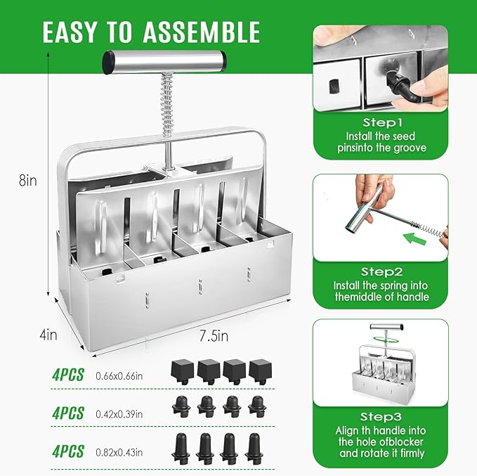 Soil Blocker, 8 Cell Soil Blocker for Seed Starting, 2 inch Manual Soil Block Maker, Seed Blocker, Durable Seed Block Maker, Soil Blocking Tool, Soil Blocker Kit, Soil Block Trays