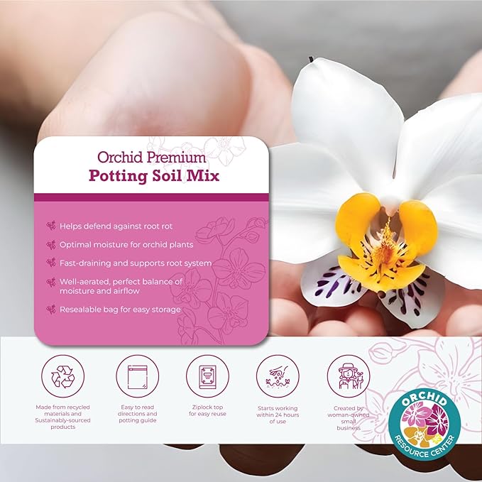Orchid Soil Mix - Premium Potting Blend - Fast Draining, Non-Toxic, Nutrient-Rich, Sustainable - Ideal for Repotting Indoor Orchids - USA-Made - 1 Bag