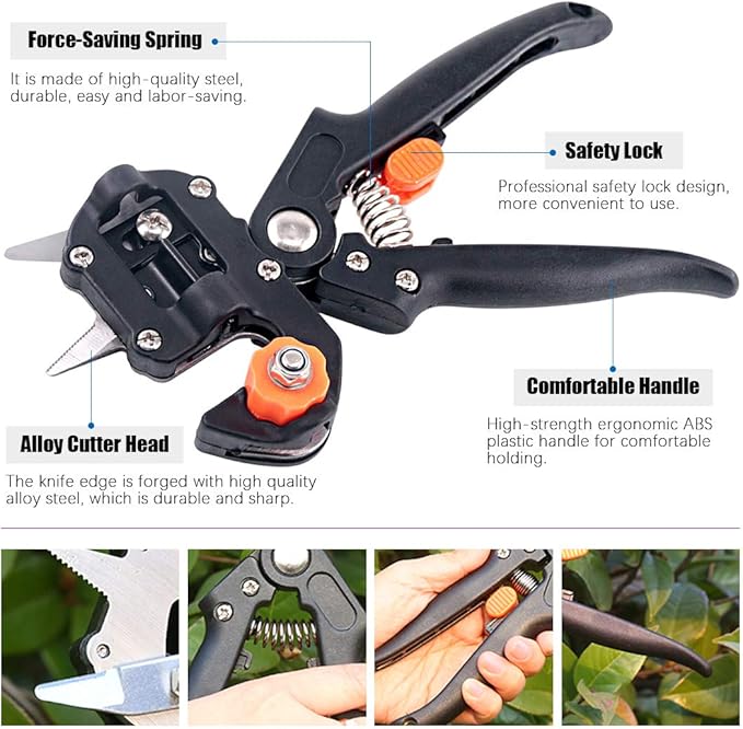 Swpeet 190Pcs 2-in-1 Garden Grafting Tools Kit, Including Garden Pruning Tools with 3 Extra Blades Grafting Tapes Rubber Bands Garden Gloves and Grafting Gardening Knife for Plant Branch Cutting
