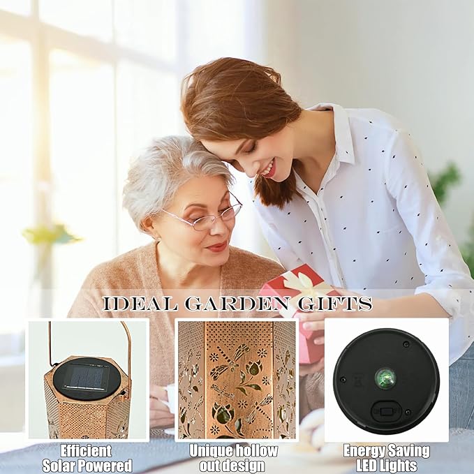 Dragonfly Solar Lanterns Outdoor Waterproof - Birthday Gifts for Women, Men, Mom, Mothers Day Gifts, Solar Lights Outdoor Hanging Garden Decor for Outside, Patio, Outdoor, Yard, Lawn, Balcony