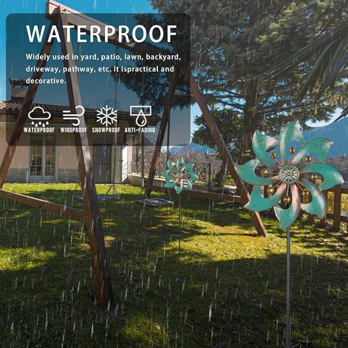 VEWOGARDEN Garden Decor Wind Spinners, Small Waterproof Metal Pinwheels Wind Spinner for Yard and Garden 37 * 10inches (Single Blade)