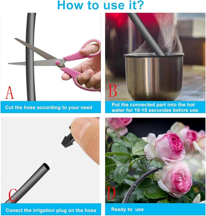 300 Pcs Drip Irrigation End Plugs, 1/4 Inch Drip Irrigation Goof Hole Plugs, Barbed Connectors End Cap,Irrigation Stopper for Home Garden Lawn Supplies(Black)