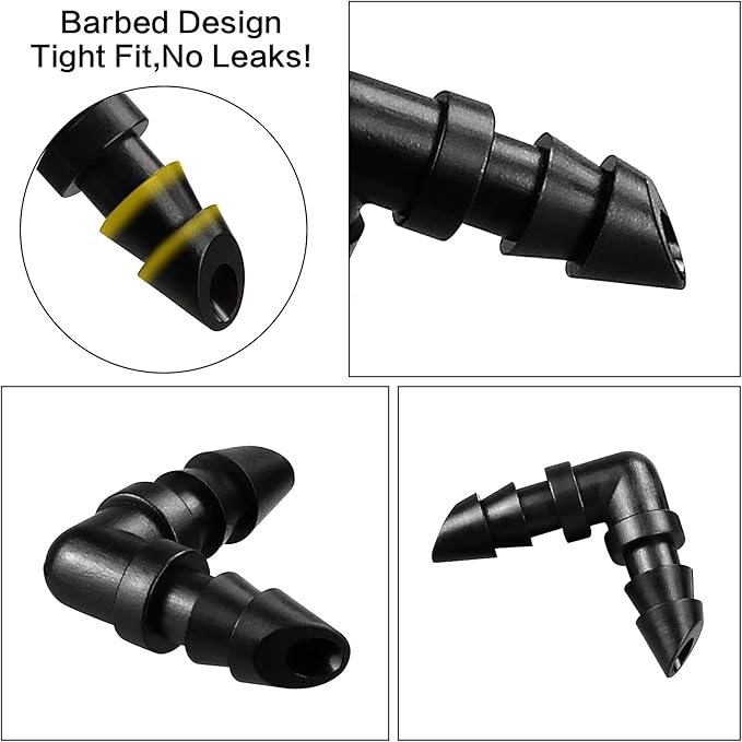 70 Pack Drip Irrigation Barbed Elbow Fittings,Barbed Connector Fits Universal 1/4" Drip Tubing, 90 Degree Drip Line Corner for Drip or Sprinkler System