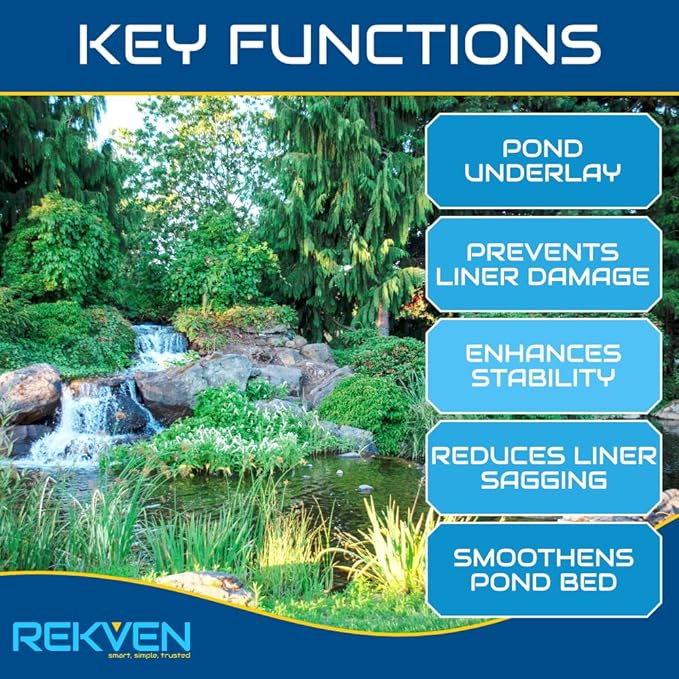 10 x 15 Feet Pond Liner Underlayment Non Woven Geotextile with 15 U-Pins