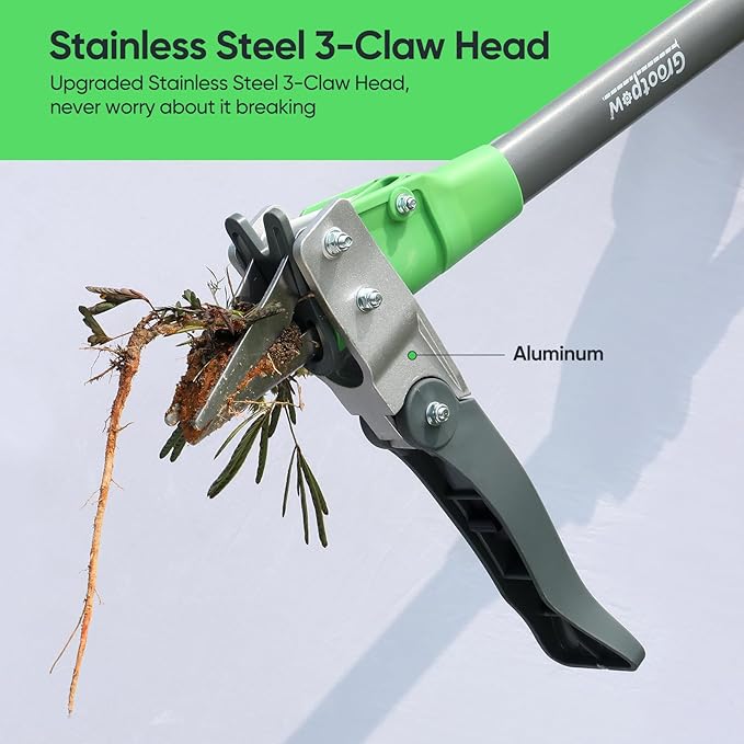 WP5 Apex Weeder, Lightweight Weed Puller Tool for Women, Weeding Remover Tool with 3-Claw Stainless Steel, 39-inch Ergonomic Handle, Easily Remove Weeds Without Bending or Kneeling