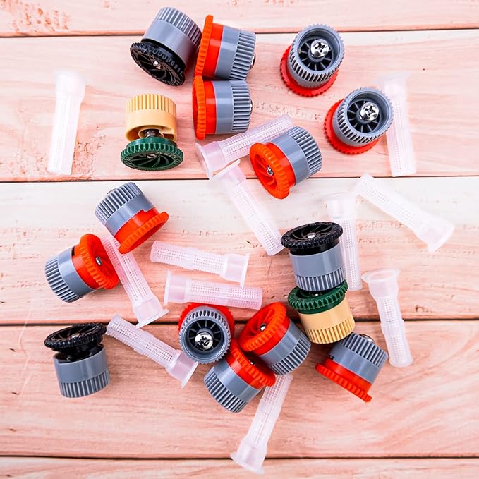24 Pieces Variable Arc Nozzle, Replacement Pop-up Sprinkler Heads Compatible with Most of Adjustable Pop Up Sprinklers Spray Head for Garden Lawn Irrigation High Efficiency (10AN, 12AN, 17AN)