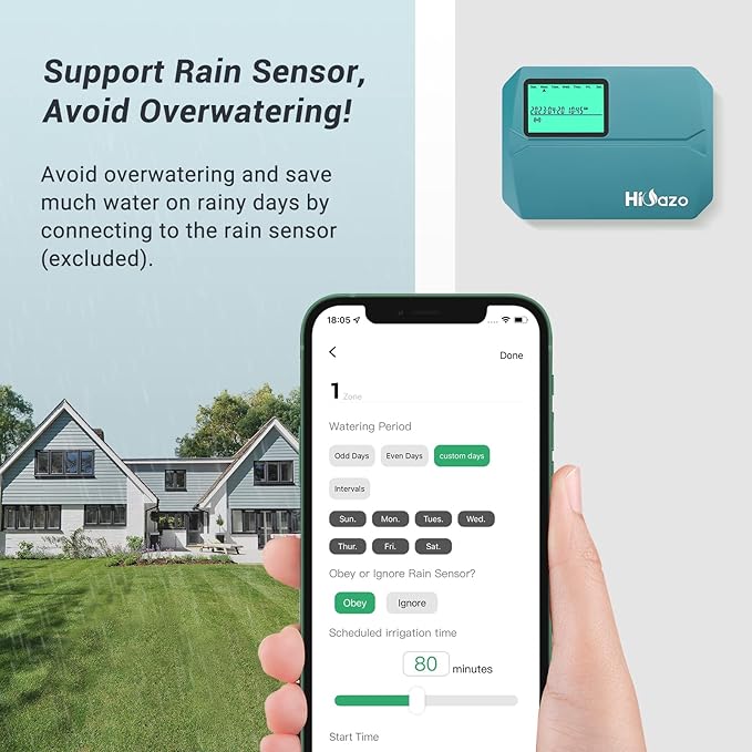Smart Indoor Sprinkler Controller 8 Zone, WiFi Irrigation System Controller, Free APP, Support Rain Sensor (HO-SC-8W)