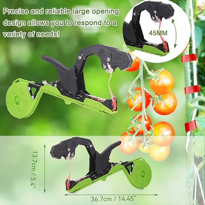 Plant Tying Machine - Efficient Gardening Tool with Tape and Plant Tape Gun for Quick and Easy Vining of Tomatoes, Peppers, Cucumbers, and More(Green)