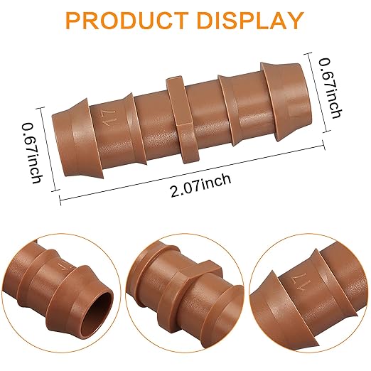 21-Pack Drip Irrigation Universal Barbed Coupling Fitting, Barbed Connectors for 1/2" Drip Tubing