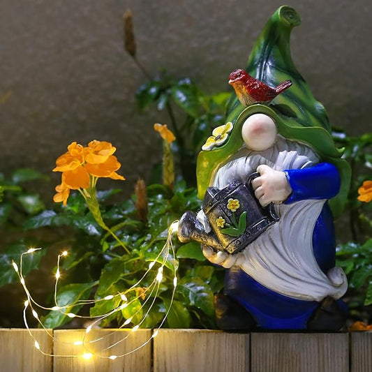 AIGEL Garden Gnomes Statues, Solar Garden Statue Outdoor Decor, Large Gnomes with Solar Light, Standing Statue for Patio, Lawn, Yard Art Decoration, Figurine Ornament