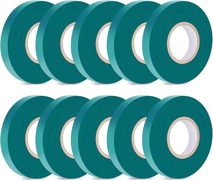Stretch Tie Tape Roll, 1/2" 150ft Garden Tie Tape, Thick Sturdy Plant Ribbon Garden Green Vinyl Stake Gardening Tools for Indoor Outdoor Patio Plant Use (10 Pack)