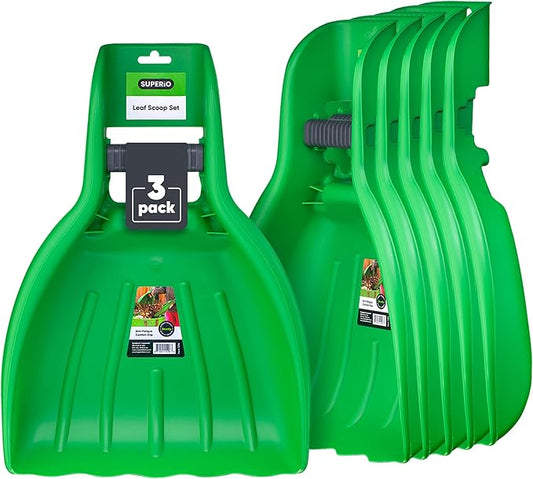 Leaf Collector, Leaf Scoops, Hand Rake for Leaf Picker Upper Gardening Hand Tools, Lawn Cleaning Garden Rake 3 Pairs Leaf Scoop, Green Plastic Leaf Grabber, by Superio