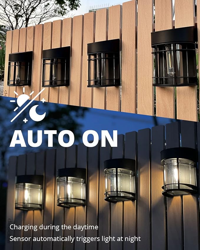 Solar Fence Lights, 12 Pack Waterproof Solar Lights Outdoor, Outdoor Solar Lights for Fence Garden Yard Step Deck Stairs