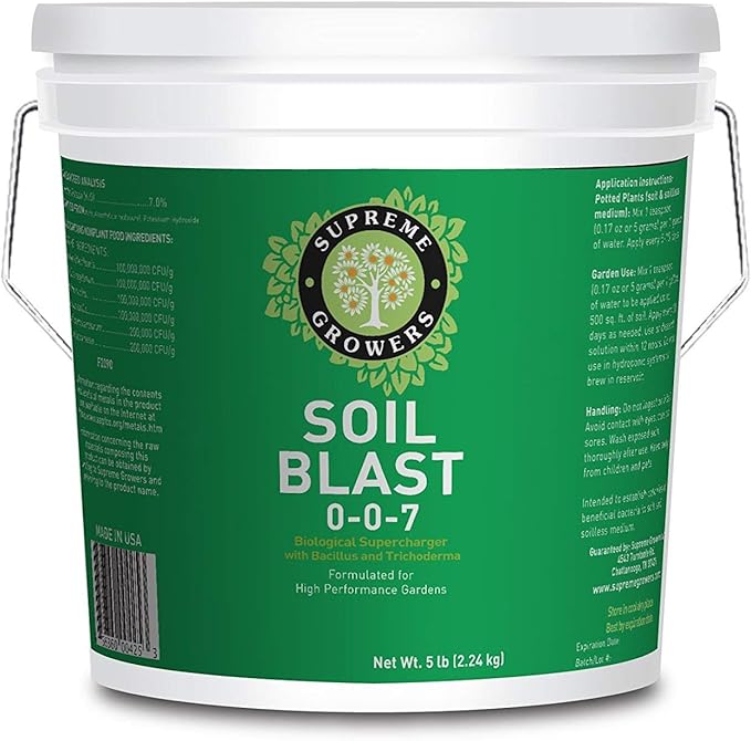 Soil Blast Concentrate by Supreme Growers Compost Tea Alternative Inoculant Contains Beneficial Bacteria and Trichoderma Can Be Used with Myco Blast and Kelp Blast 5lb Bottle Makes 470 Gallons