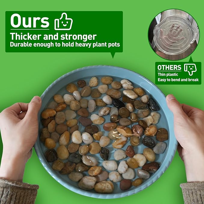 MUDEELA 6 Pack of 12 inch Plant Saucer, Durable Plastic Plant Trays for Indoors, Blue Plastic Flower Plant Pot Saucer, Made of Thicker, Stronger Plastic, with Taller Design